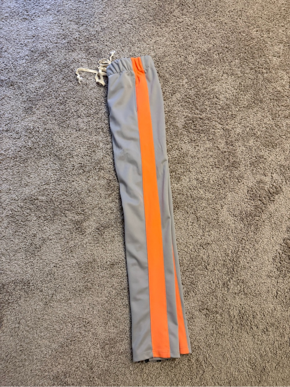 EPTM. Men's Grey / Orange Side Stripe Track Pants, Drawstring Elastic Waist, S